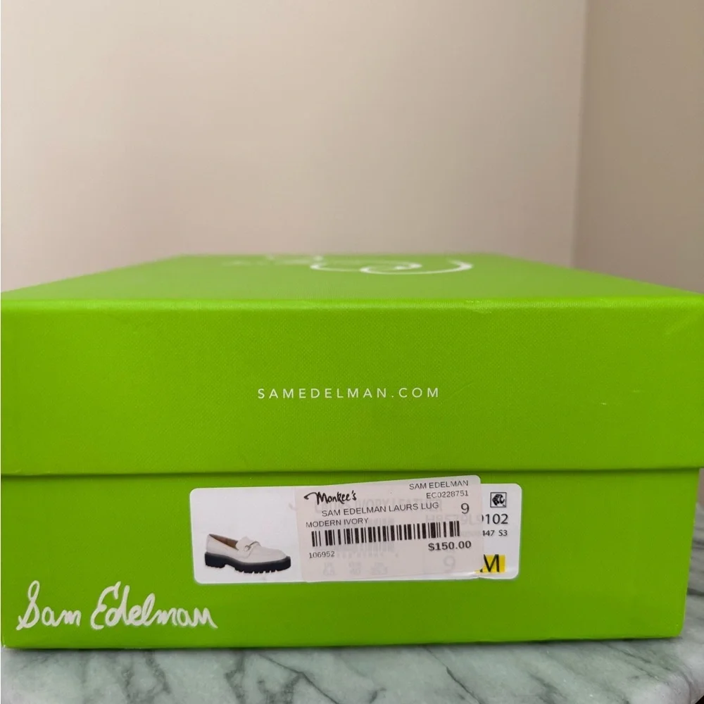 Sam Edelman Ivory Laurs Lug Sole Loafer Women’s Size 9 NIB Leather Gold Bit - Picture 10 of 10